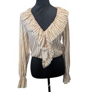 Saints & Hearts Gold Sequin Ruffle Crop Top Size Small Sparkle Party Night Out